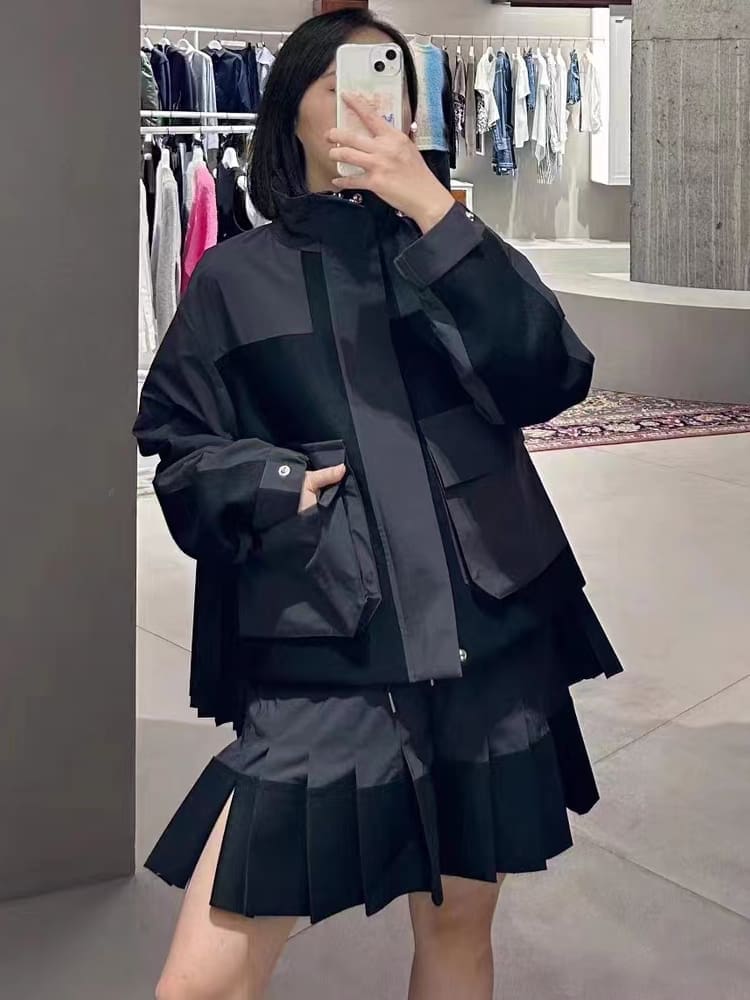 Fog Sacai Ss24 Pleated Long Sleeve Coat