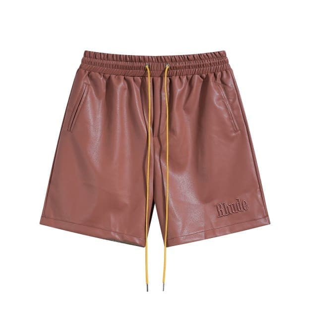 Rhude Embroidered Leather Pocket Shorts