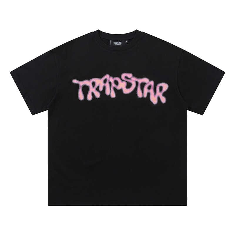 Trapstar Inkjet Pink Letters Print Cotton Round Neck Short Sleeve T-Shirt