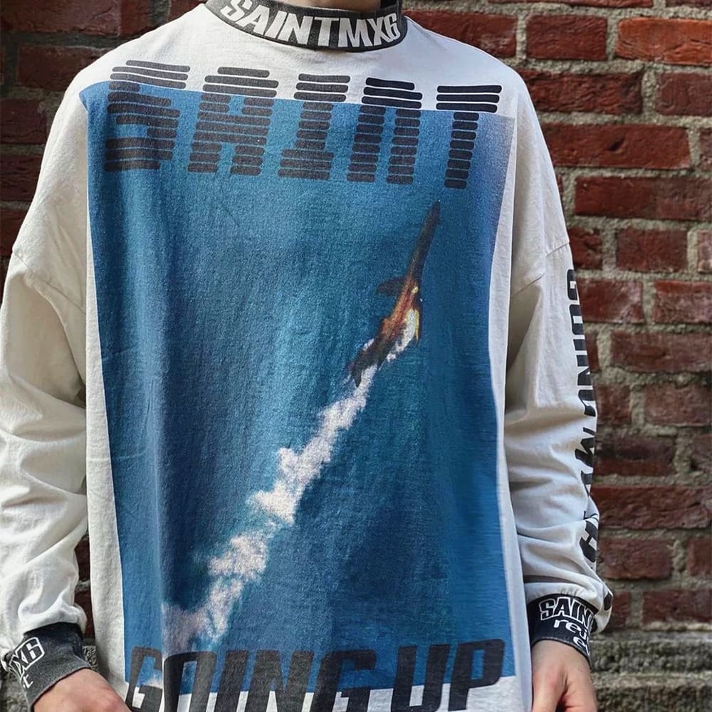 Saint of Michael Aircraft Illustration Loose Long Sleeve T-Shirt