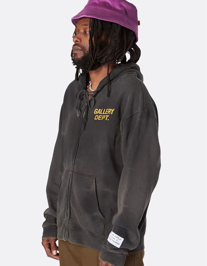 Gallery Dept Distressed Zipper Hoodie
