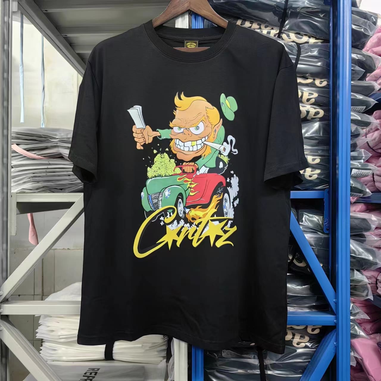 Corteiz Devil Island Printed Cotton Casual Round Neck T-Shirt for Men and Women