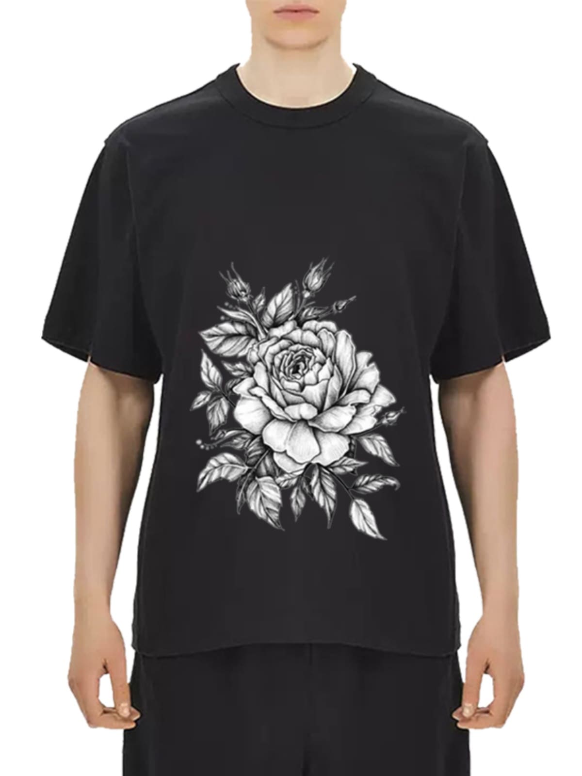 Yohji Yamamoto Sketch Rose Print Tee