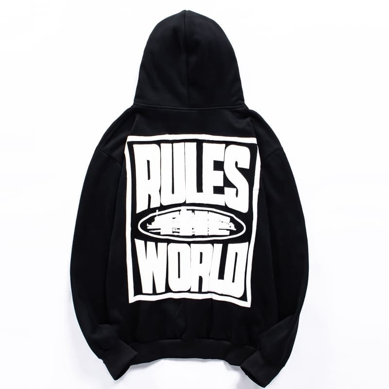 Corteiz Devil Island Foam Letter Print Velvet Padded Hoodie for Men and Women