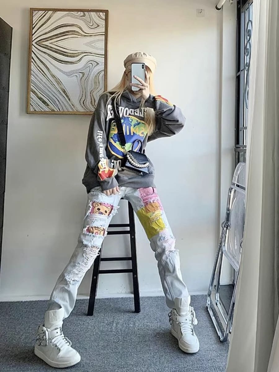 Drewhouse Smiley Cartoon Bear Jeans