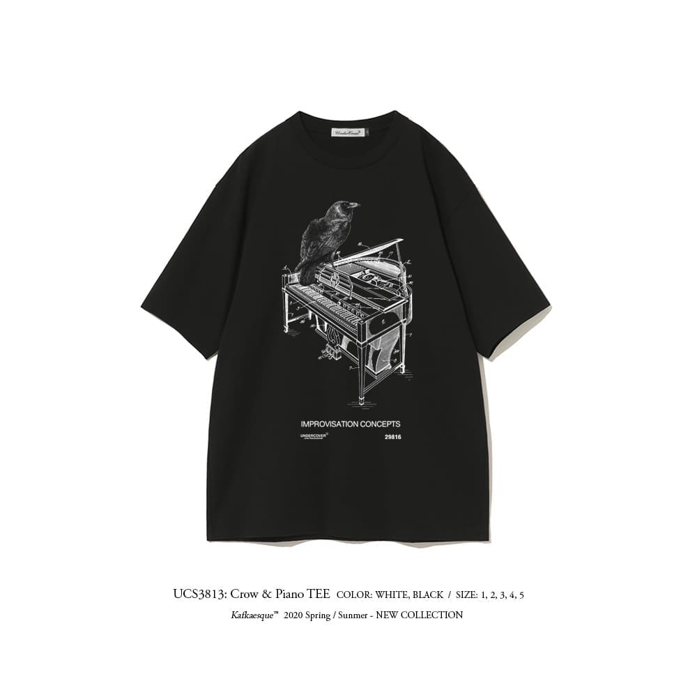 Undercover Crow Piano Artistic Dark Print T-Shirt for Men and Women