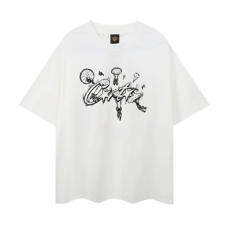 Corteiz Devil Island Graffiti Print T-Shirt for Men and Women High Street Retro Style