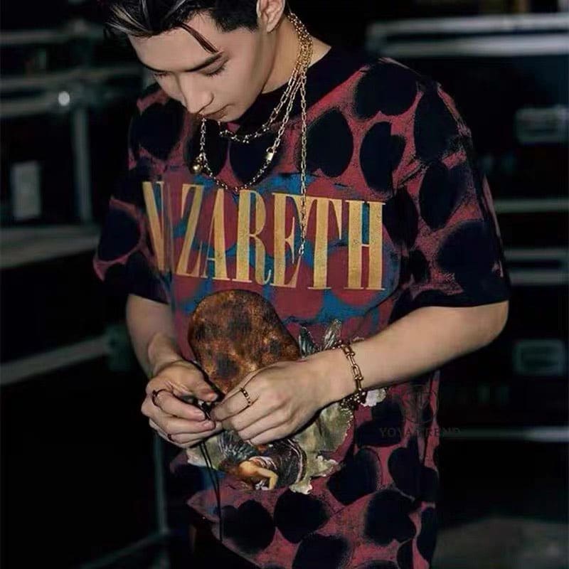 Saint Michael Angel Heart Box Washed T-Shirt for Men and Women