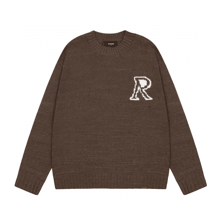 Represent Jacquard Letter Sweater Loose Round Neck for Men and Women