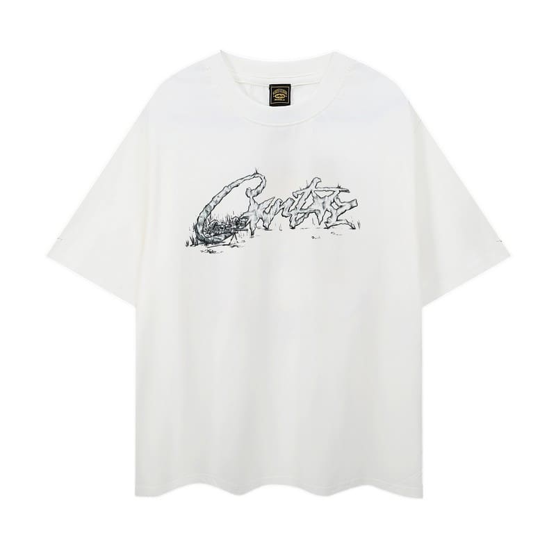 Corteiz Devil Island Graffiti Print T-Shirt for Men and Women High Street Retro Style