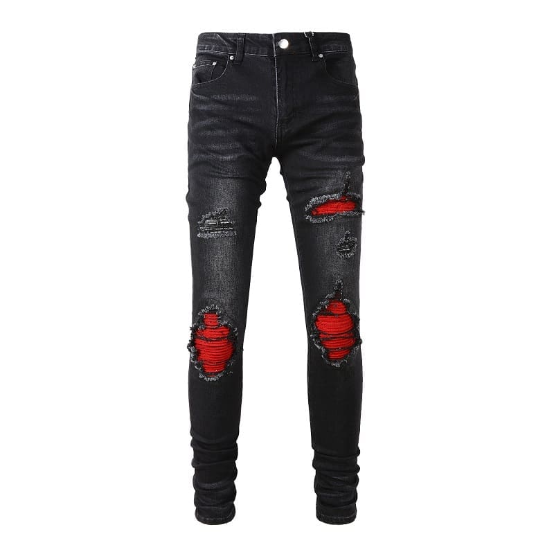 Xingx Patchwork Ripped Jeans 2