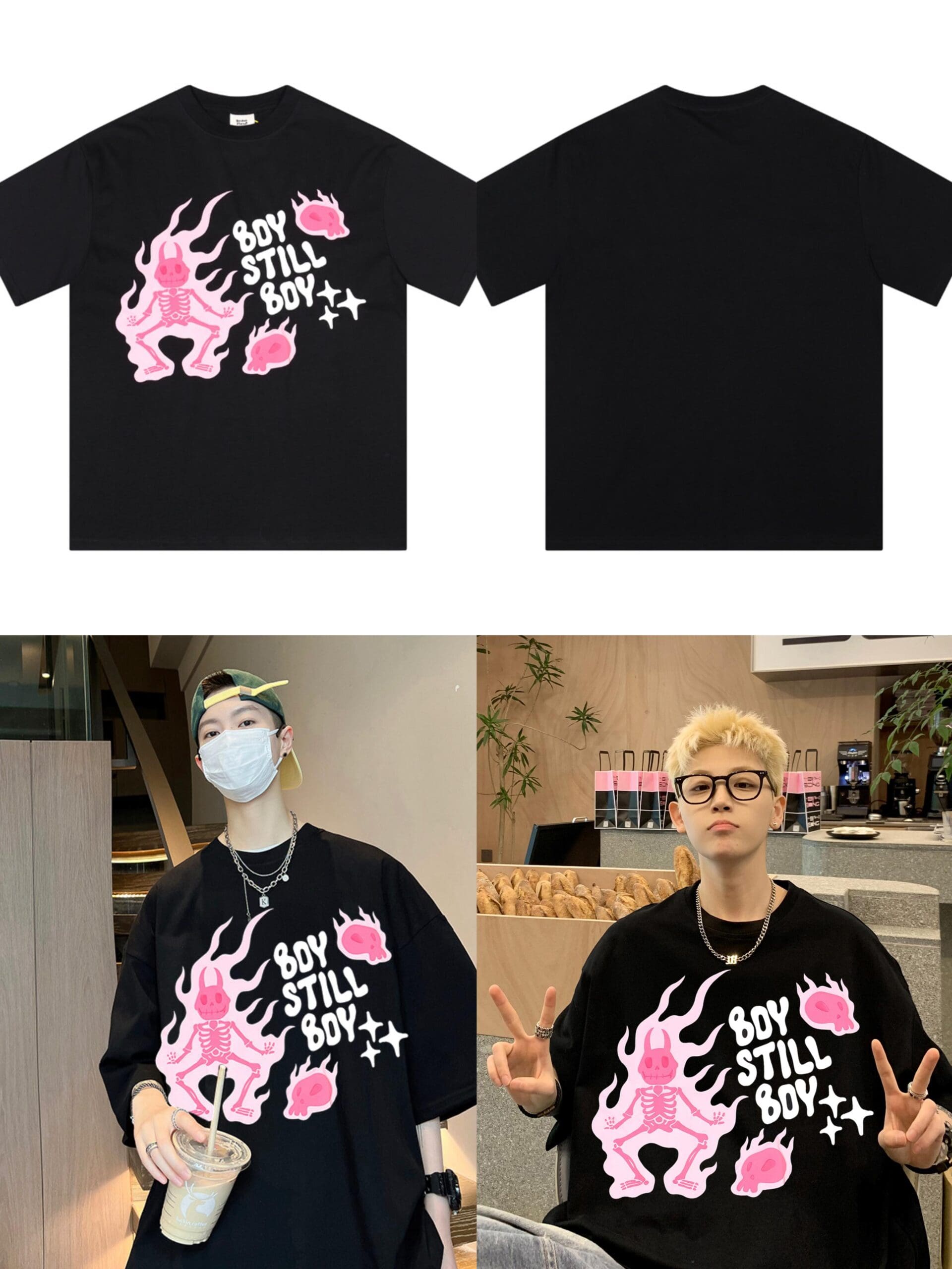 Broken Planet Puff Print Loose Short Sleeve T-Shirt for Men and Women