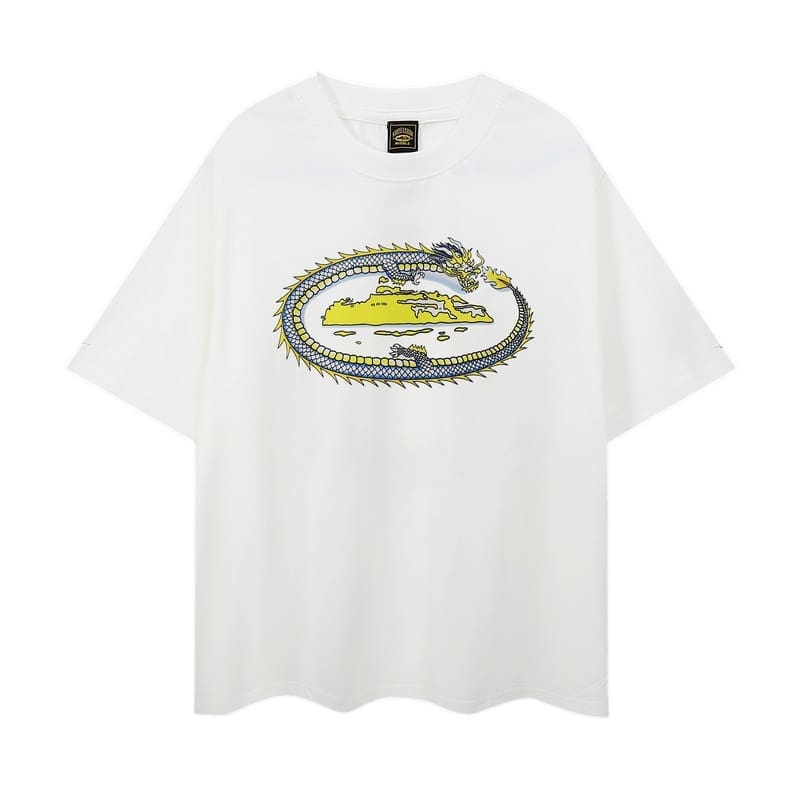 Corteiz Devil Island Graffiti Print T-Shirt for Men and Women High Street Retro Style