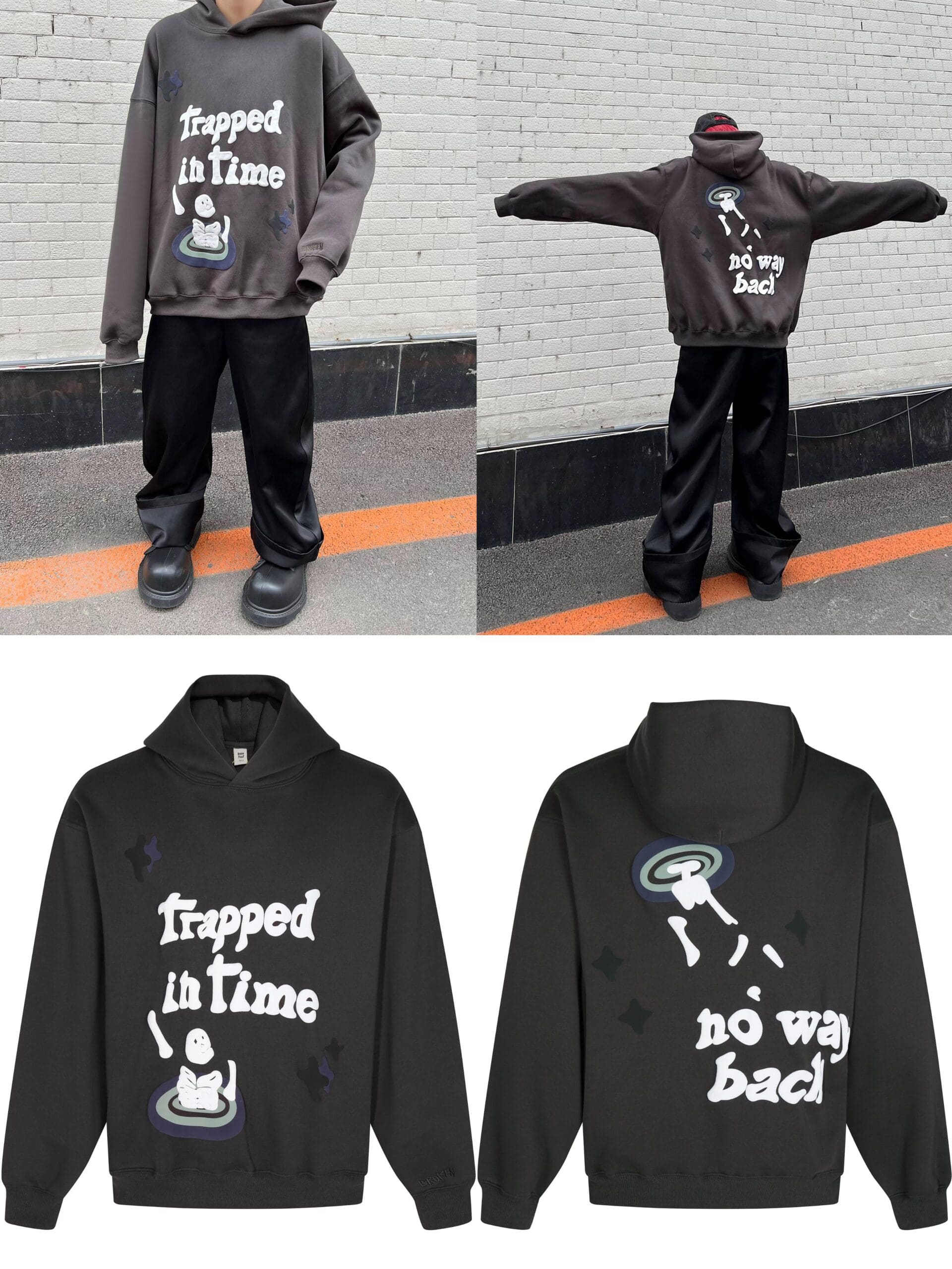 Broken Planet Puff Print Hooded Sweater Loose Fit for Men and Women