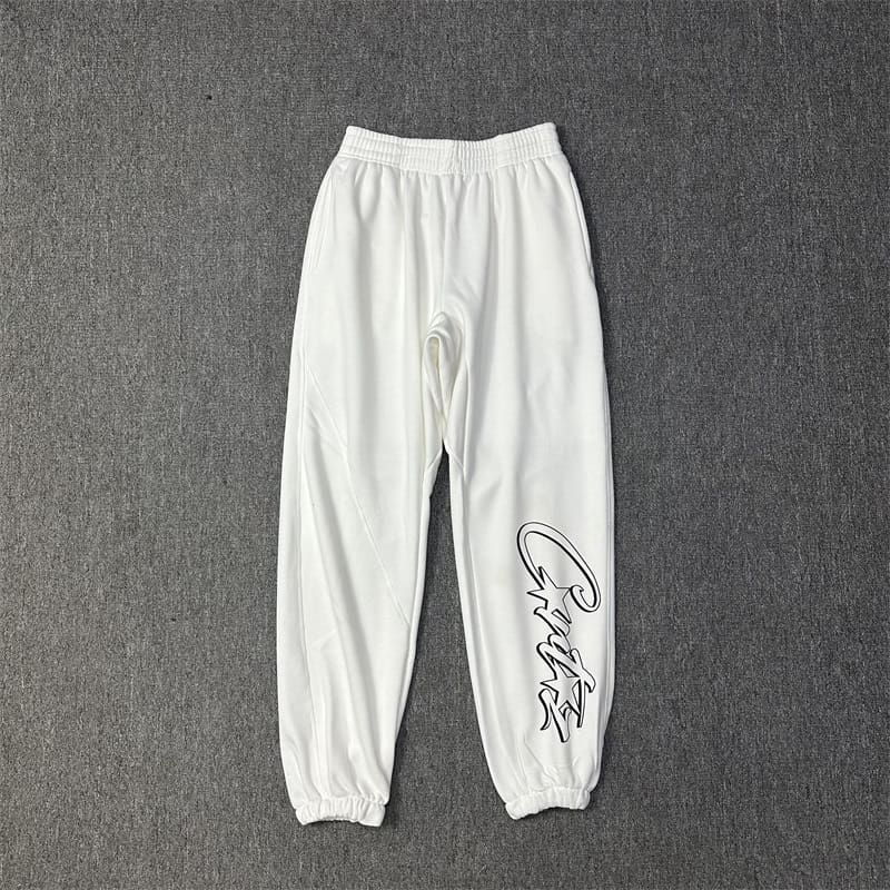 Corteiz Devil Island Letter Print Fleece-Lined Sweatshirt and Sweatpants Set for Men and Women