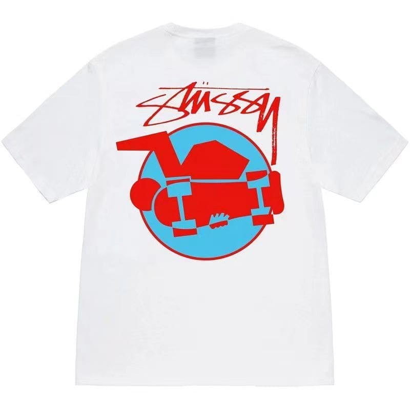 Stussy Crown Surfing Print Short Sleeve T-Shirt for Men and Women 2