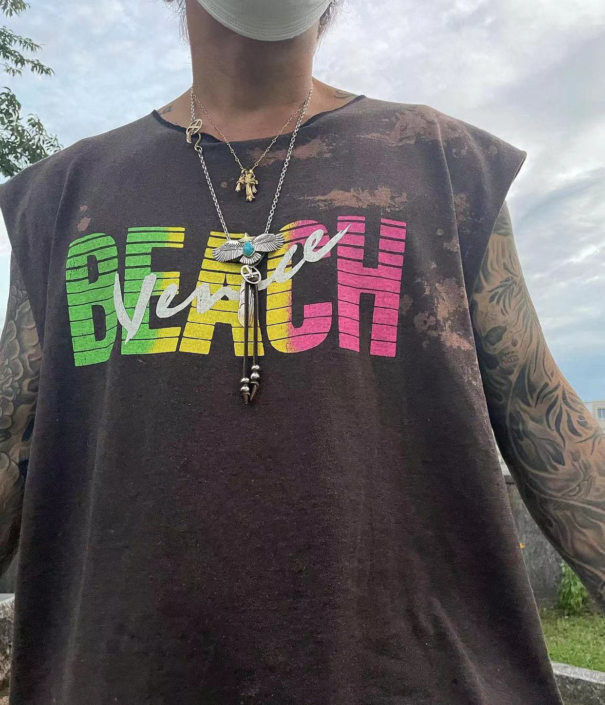 Gallery Dept Splash Ink Washed Sleeveless Vest T-Shirt