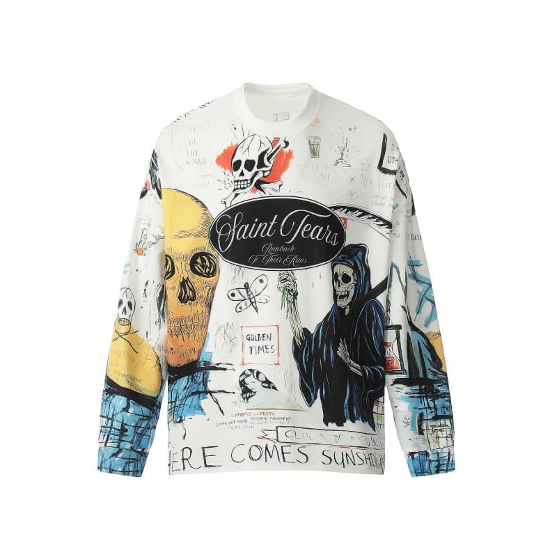 Saint Michael Denim Tears Full Printed Long Sleeve Vintage Shirt for Men