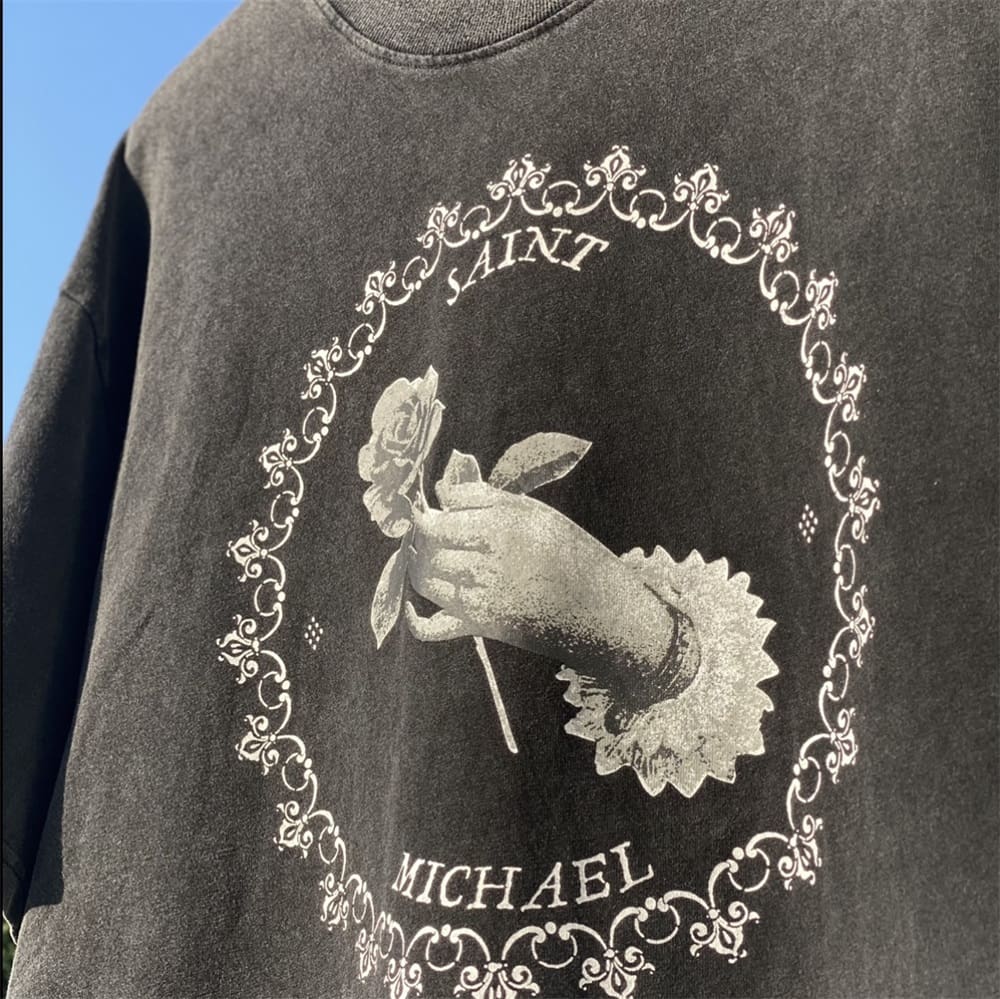 Saint Michael Handheld Rose Fog Tee