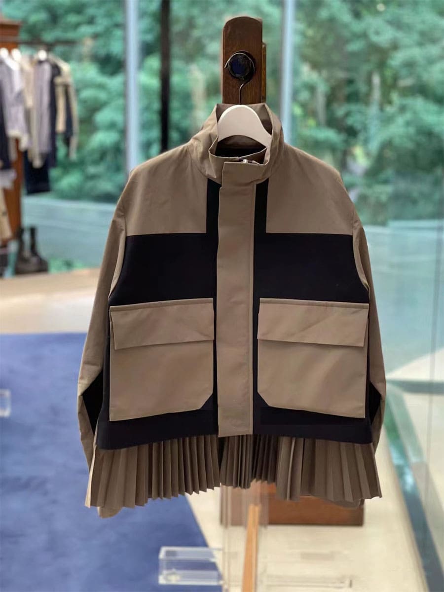 Fog Sacai Ss24 Pleated Long Sleeve Coat