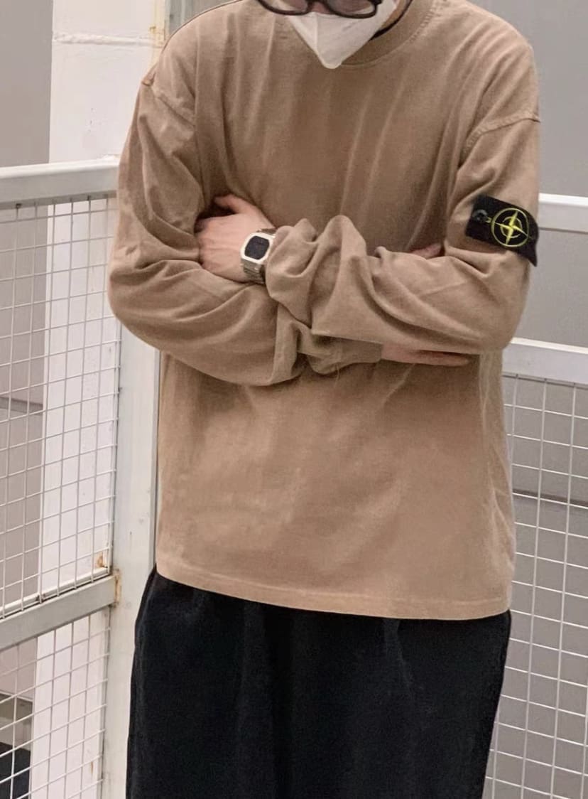 Stone Island Basic Style Washed Long Sleeve Tee