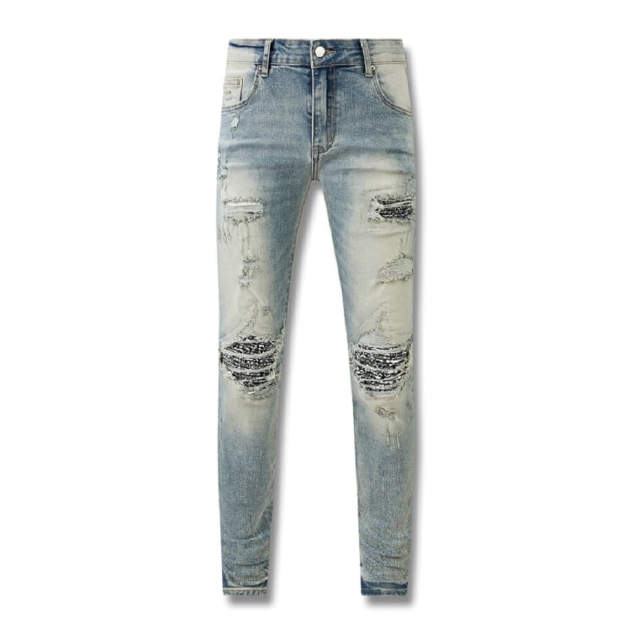 Xingx Patchwork Ripped Jeans