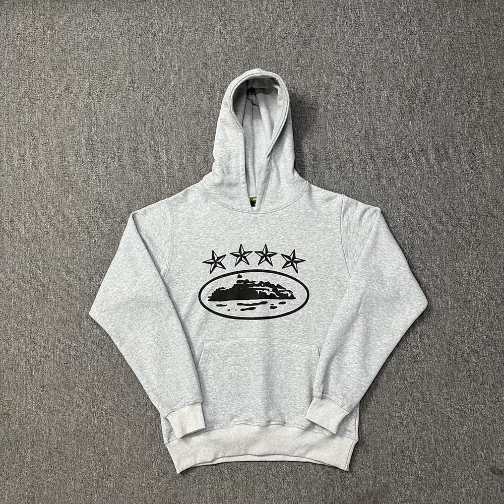 Corteiz Devil Island Star Print Velvet Padded Hoodie and Trousers Suit