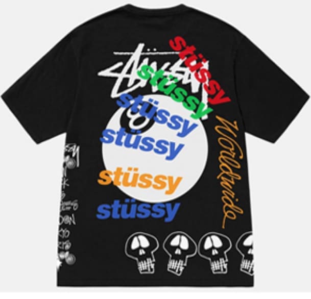 Stussy Crown Surfing Print Short Sleeve T-Shirt for Men and Women 1