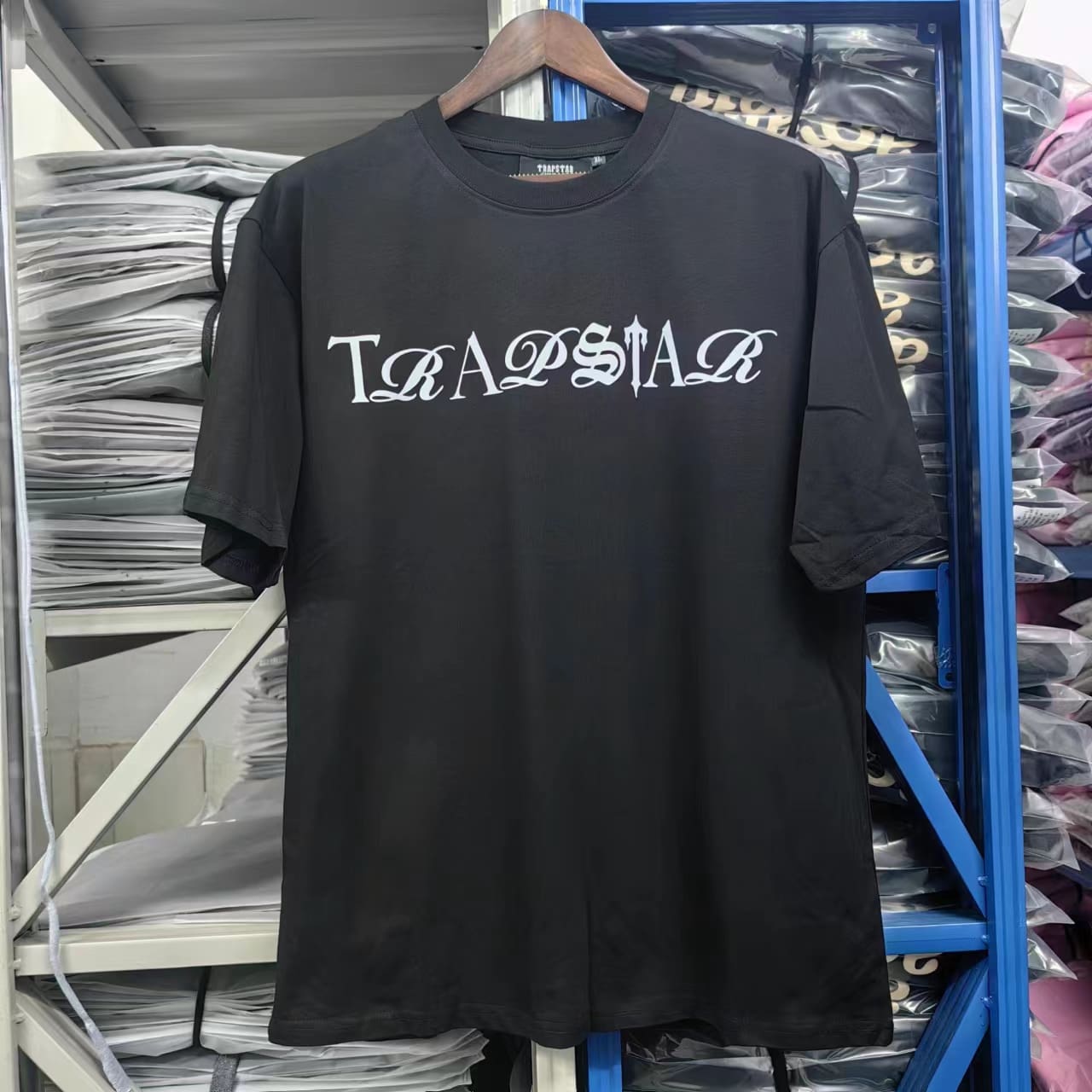 Trapstar Gothic Letter Printed Cotton Short Sleeve T-Shirt for Men and Women