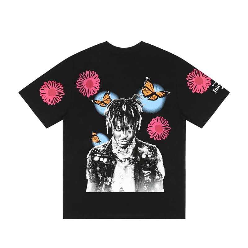 VLONE FOG Juice WRLD Floral Figure Printed High Street Short Sleeve T-Shirt