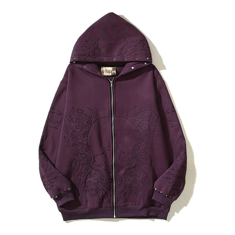 Revenge Needle Embroidered Rivets Hoodie