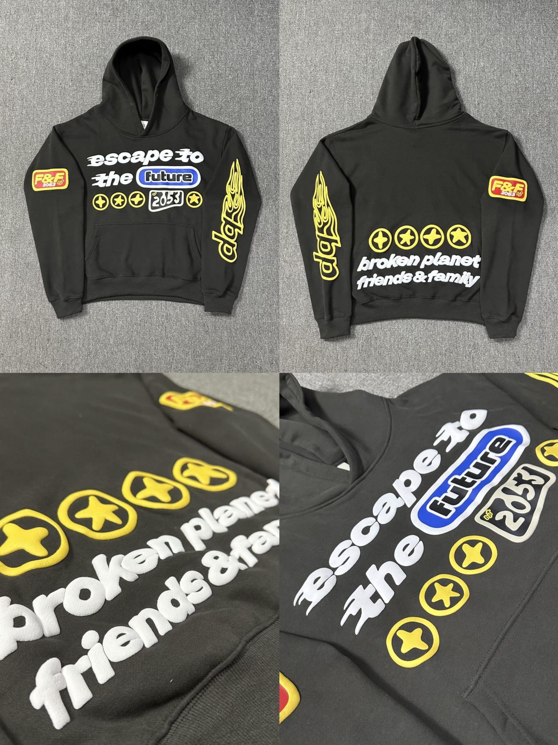 Broken Planet Puff Print Hooded Sweater Loose Fit for Men and Women