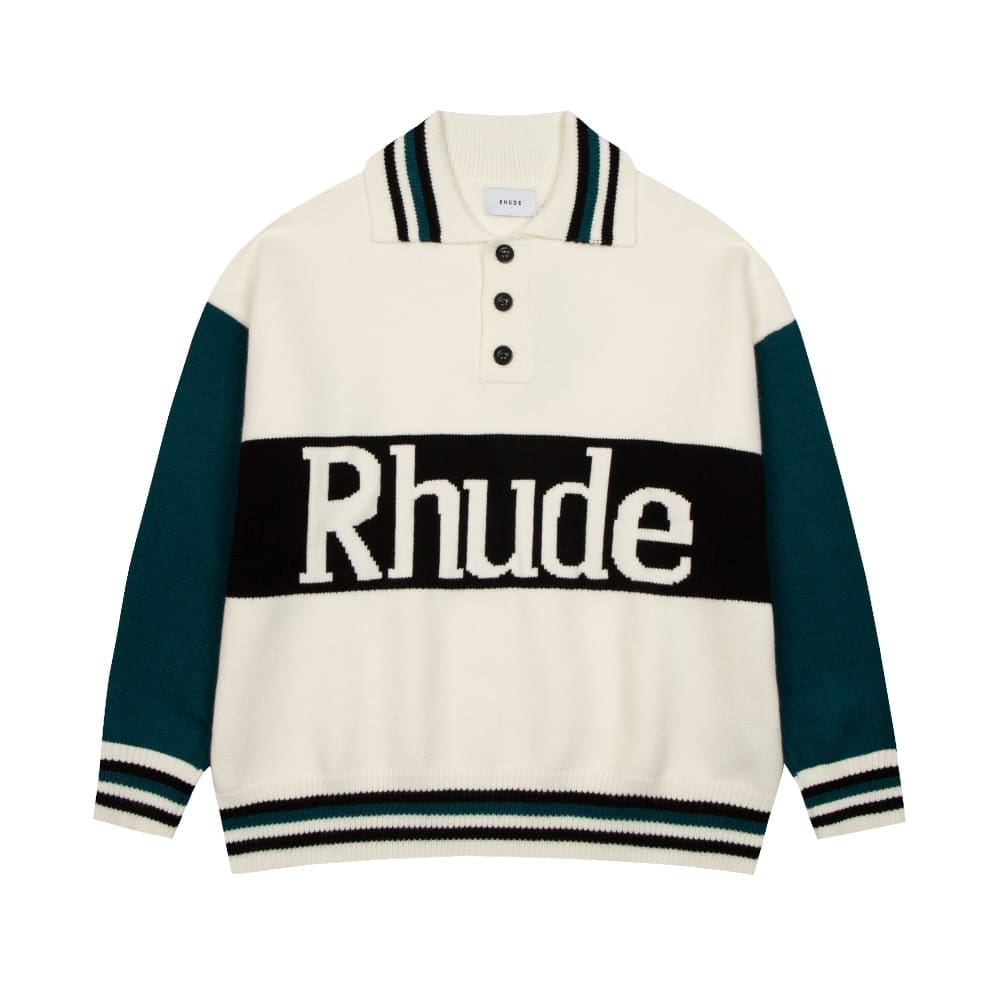 Rhude Striped Retro Polo Collar Sweater