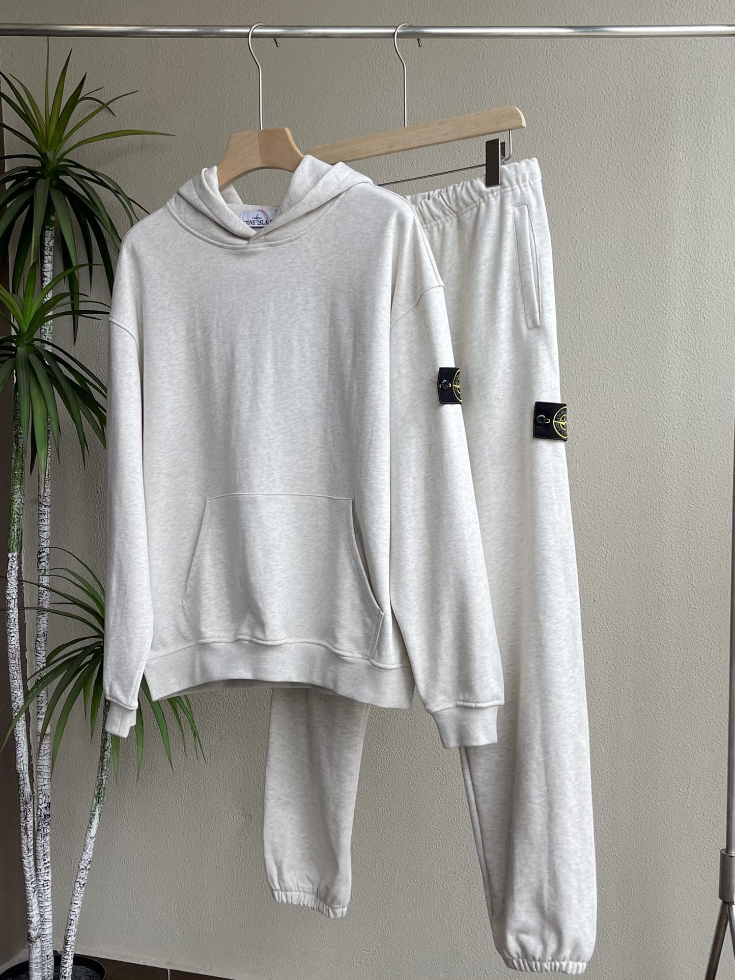 Stone Island Hooded Cuffband Terry Sweatshirt and Sweatpants Set