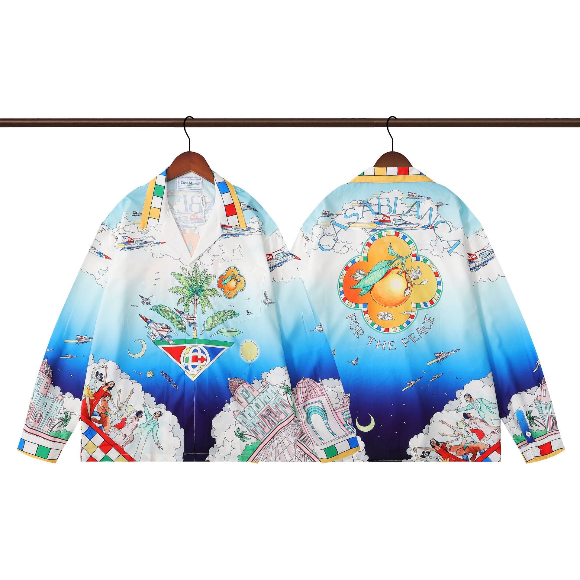 Casablanca Printed Long Sleeve Beach Shirt for Men