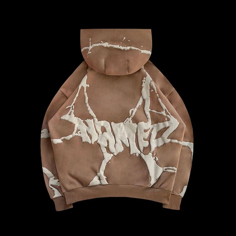 Puff Print Sweater Cardigan Y2K Hip Hop Jacket for Men and Women