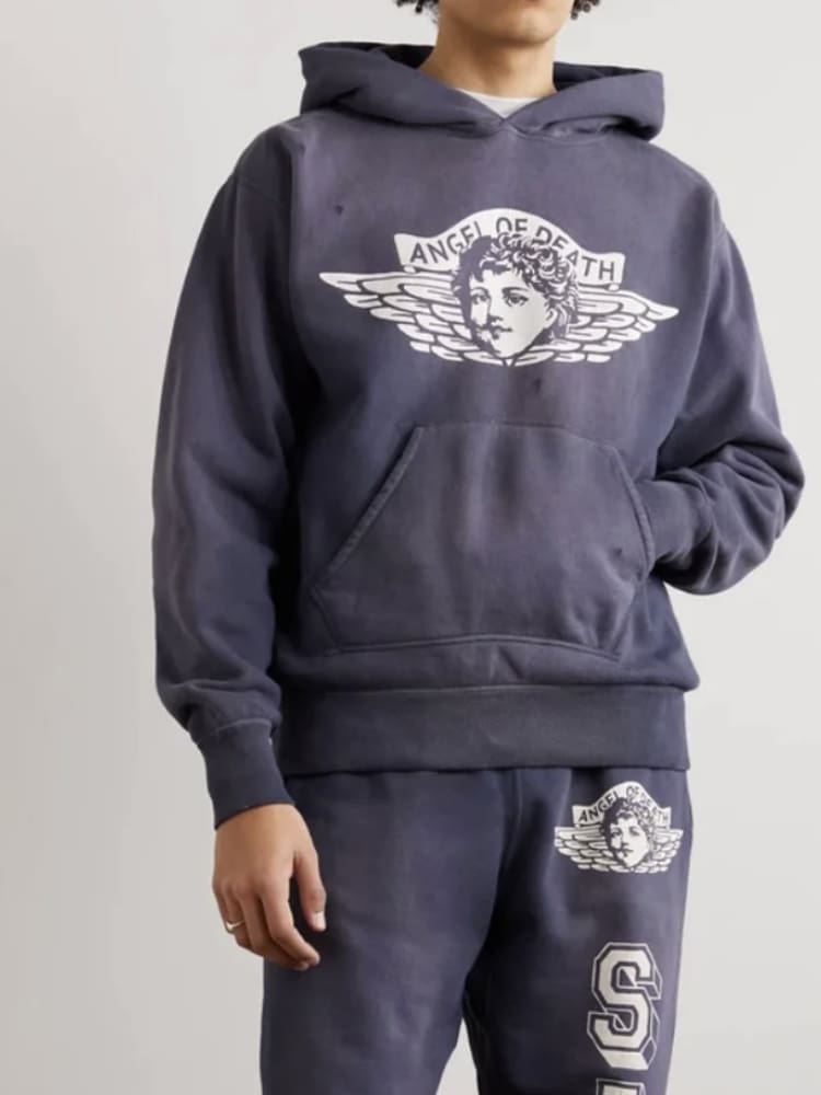 Saint Michael G-Dragon Velvet Padded Hooded Sweatshirt for Men