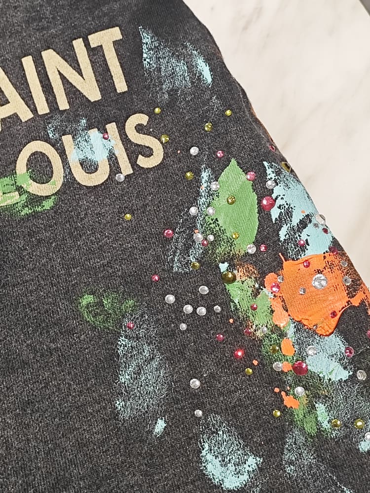 saint L**is hot drill snowflake washed fifth pants for men and women