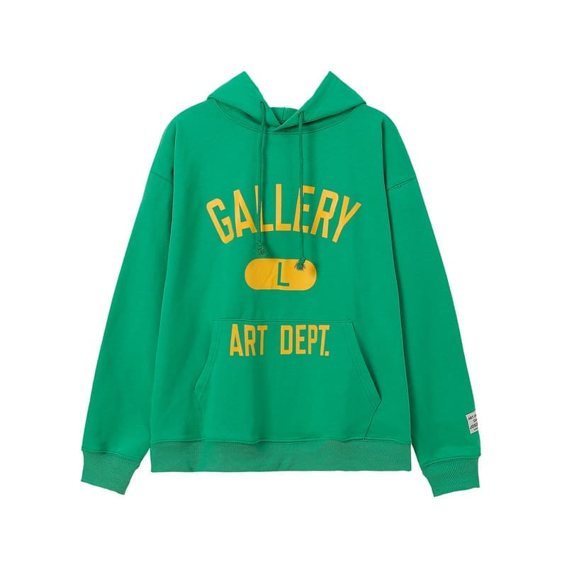 Gallery Dept Letter Print Loose Hooded Sweater for Men and Women