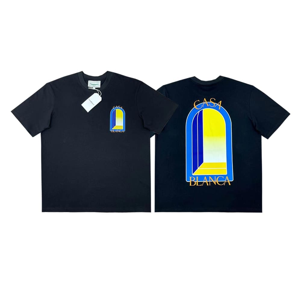 FOG AMIRI CASABLANCA Printed Pattern Loose Round-Neck Short-Sleeve T-Shirt for Men and Women