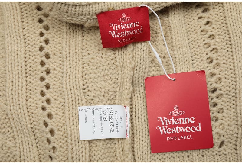 Vivienne Westwood Loose V-Neck Cardigan Hollow Design Knitted Sweater for Men and Women
