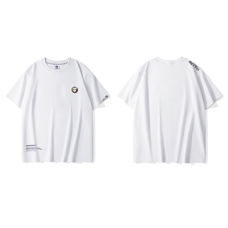 AAPE Ape Head Badge Short Sleeve Casual T-Shirt for Men and Women