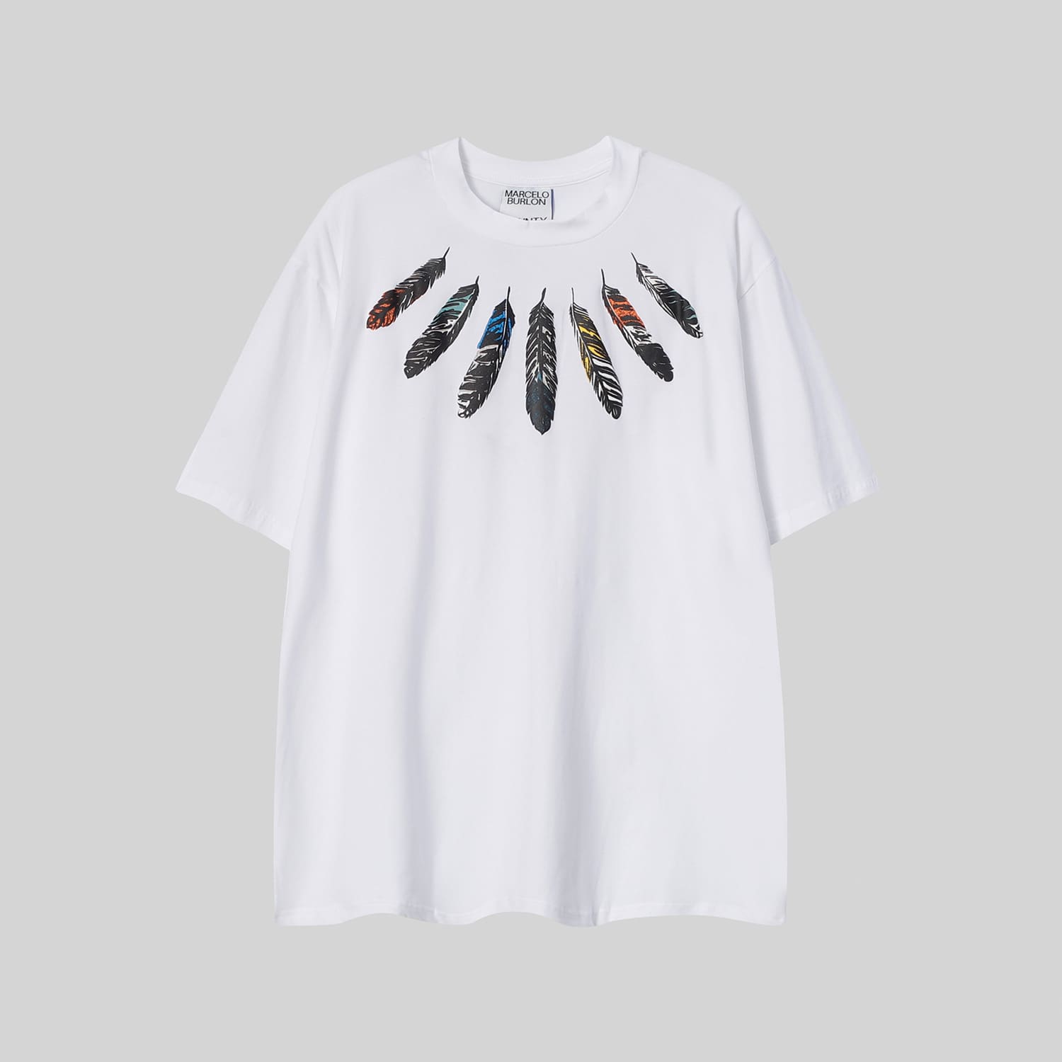 Marcelo Burlon Python Lion’s Head Feather T-Shirt Summer Couple Wear