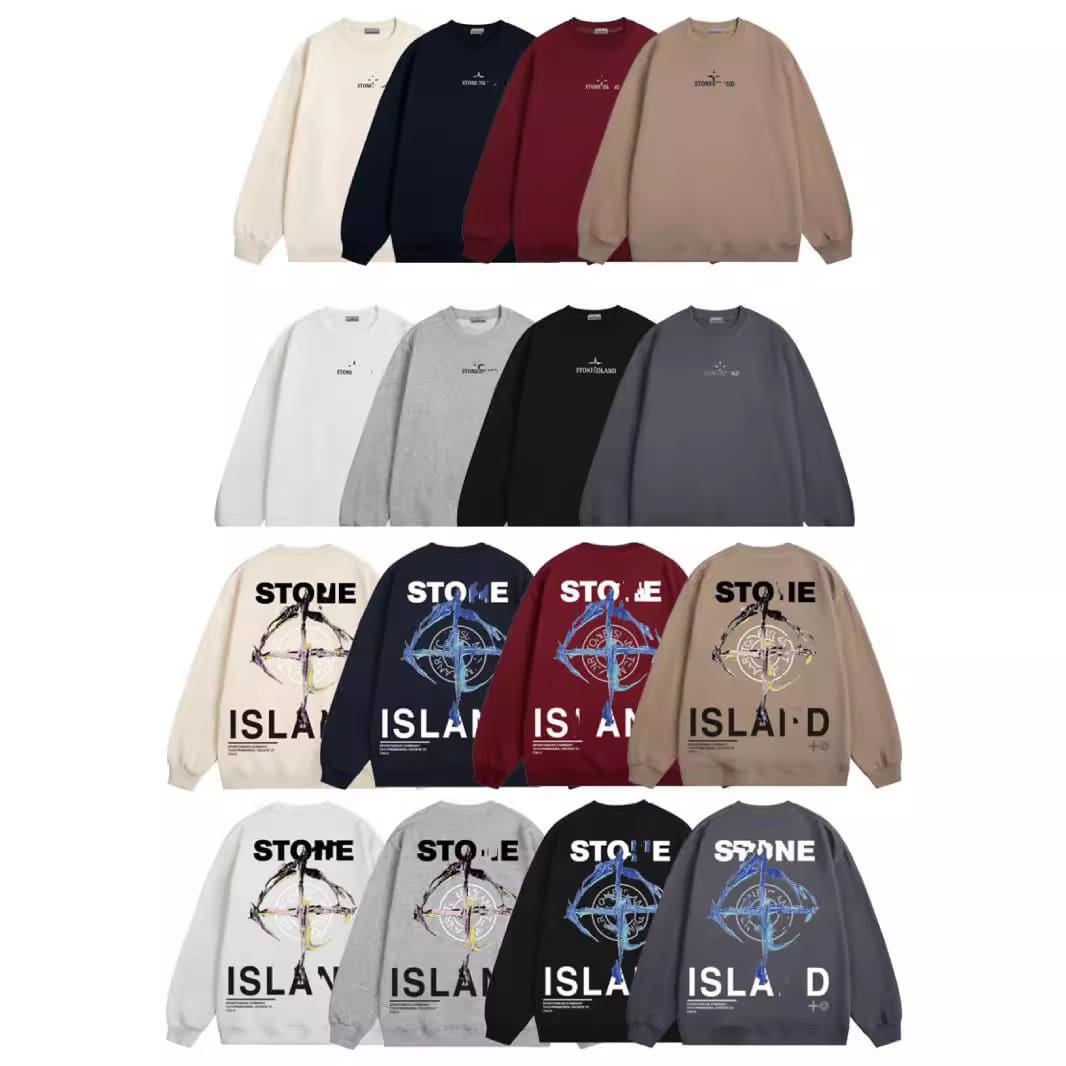 Stone Island Terry Sweater Casual Round Neck Logo Design