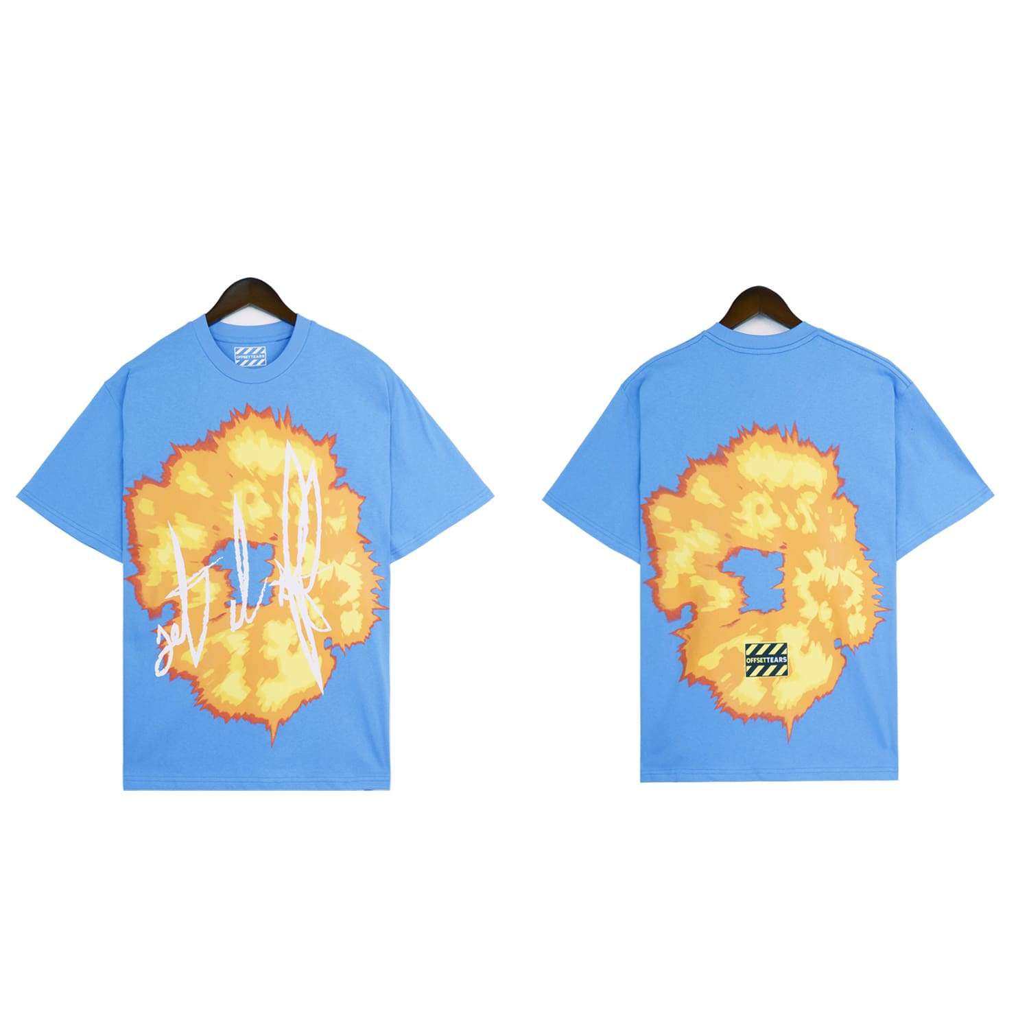 Denim Tears x Offset Flame Print Cotton Short Sleeve T-Shirt