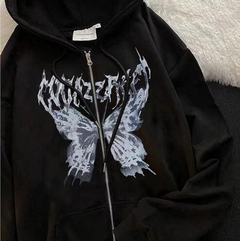 Loose Printed Pocket Sweatshirt Double-Layer Women’s Hoodie Y2G Style