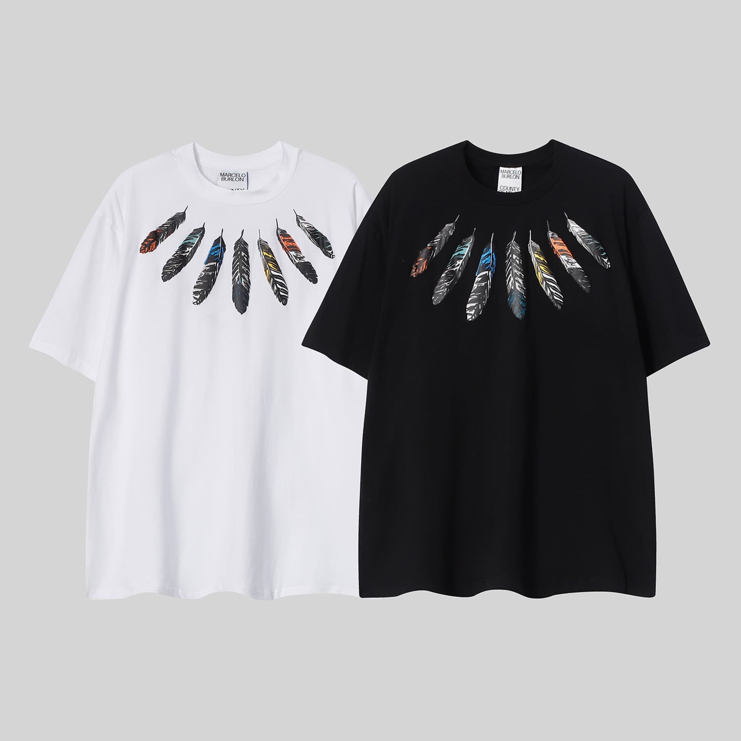 Marcelo Burlon Python Lion’s Head Feather T-Shirt Summer Couple Wear