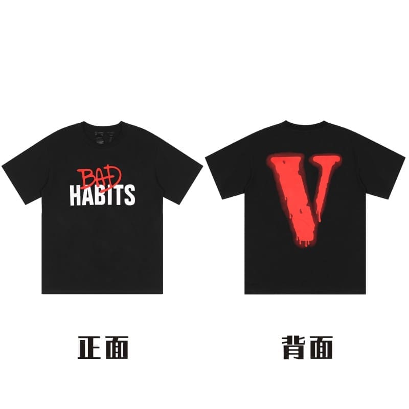 VLONE Large V Short Sleeve High Street T-Shirt Men and Women Summer Style
