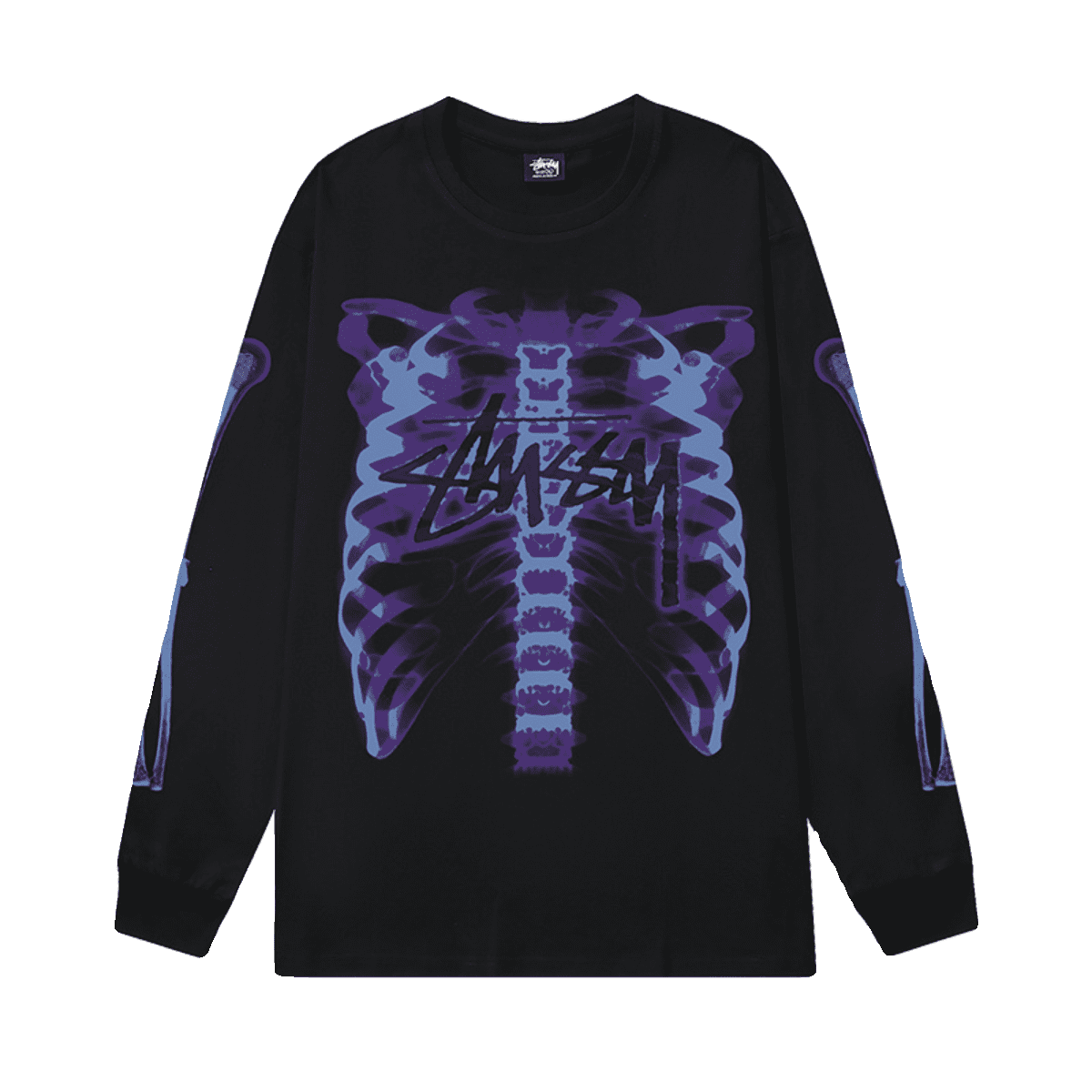 Stussy Skull X-Ray Print Long Sleeve T-Shirt for Men and Women
