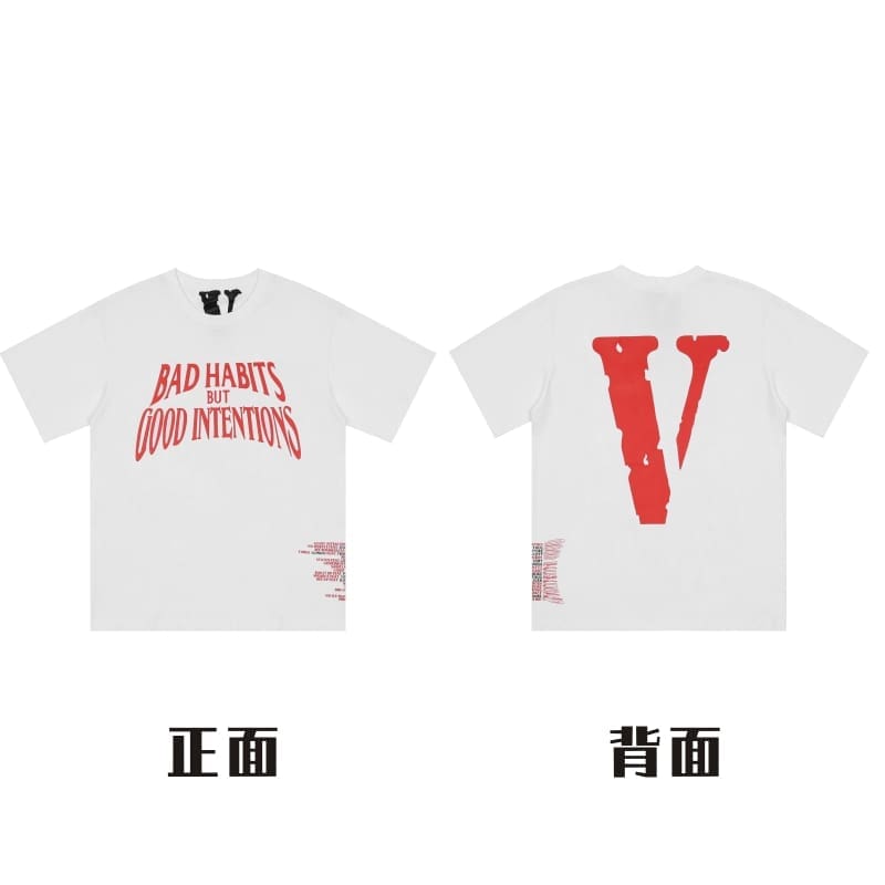 VLONE Large V Short Sleeve T-Shirt High Street Spring Summer Casual Wear